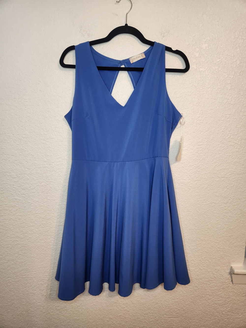 Altard state Sleeveless V-Neck Blue Fit-and-Flare Dress L d1803